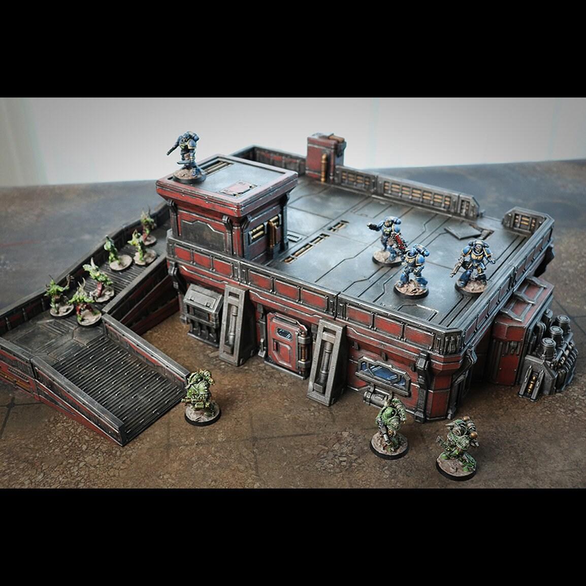 Außenposten 21 | Gelände 28/32mm | 3D gedruckte Tabletop Fantasy Miniatur Landschaft | Tech Gebäude | Rollenspiel | 40K | Plattform Gelände - Role Playing Miniatures