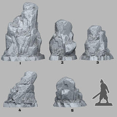 Tabletop Miniatur Figur "Red Giant Rocks" für 28mm Maßstab, im Set oder einzeln erhältlich, unbemalte Steine für Terrain, Grimdark, Diorama - Role Playing Miniatures