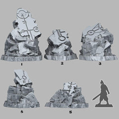 Tabletop Miniatur Figur "Alien Ruins" für 28mm Maßstab, im Set oder einzeln erhältlich, unbemalte Ruine für Terrain, DnD, Diorama, Grimdark - Role Playing Miniatures