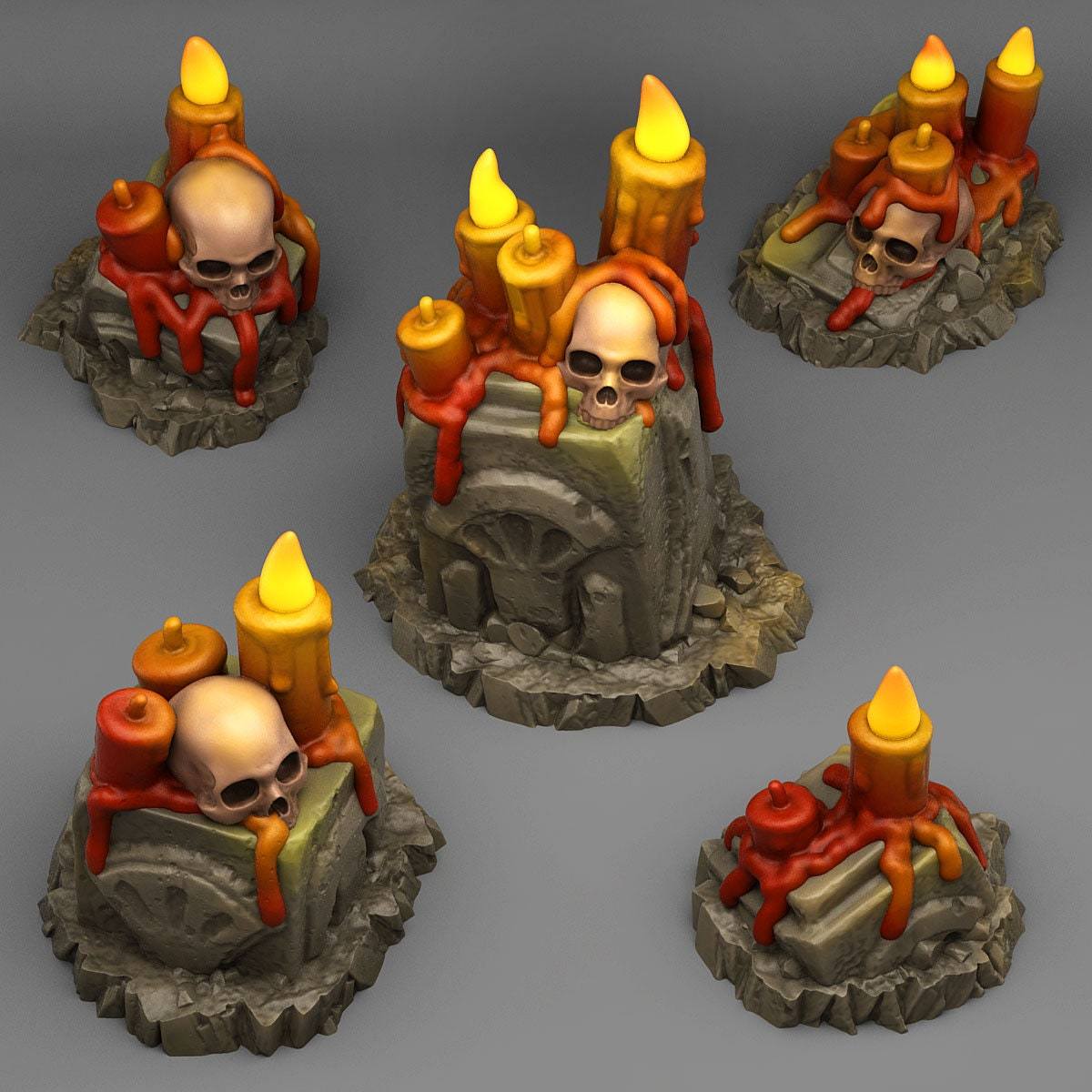 Tabletop Miniatur Figur "Deadly Autels" für 28mm Maßstab, im Set oder einzeln erhältlich, unbemalte Kerze für Terrain, Grimdark, DnD - Role Playing Miniatures