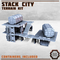 Stack City | Optional inkl. Container | Container passend für Colossus Chassis | Magnetisierbar | Modular | 28mm | Tabletop | Grimdark | 40K - Role Playing Miniatures