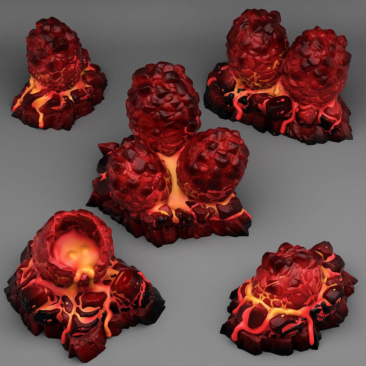 Tabletop Miniatur Figur "Magma Dragon Eggs" für 28mm Maßstab, im Set oder einzeln erhältlich, unbemalte Eier für Terrain, Grimdark, DnD - Role Playing Miniatures