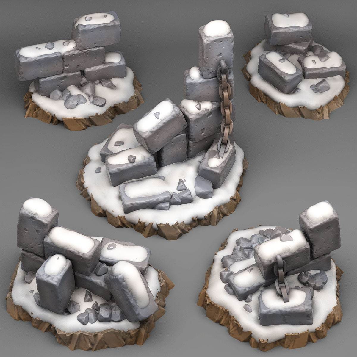 Tabletop Miniatur Figur "Winter Ruins" für 28mm Maßstab, im Set oder einzeln erhältlich, unbemalte Ruine für Terrain, DnD, Diorama - Role Playing Miniatures