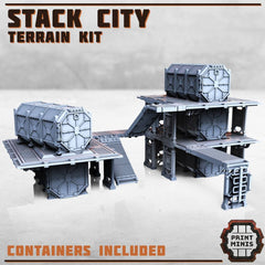 Stack City | Optional inkl. Container | Container passend für Colossus Chassis | Magnetisierbar | Modular | 28mm | Tabletop | Grimdark | 40K - Role Playing Miniatures