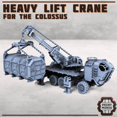 Colossus Heavy Lift Crane | Mit Container wie abgebildet | Für 28mm Miniatur-Skala | Modular | Tabletop | Fahrzeug | Grimdark | Wasteland - Role Playing Miniatures