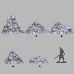 Tabletop Miniatur Figur "Natural Pile Of Rocks" für 28mm Maßstab, im Set oder einzeln erhältlich, unbemalte Steine für Terrain, Grimdark - Role Playing Miniatures