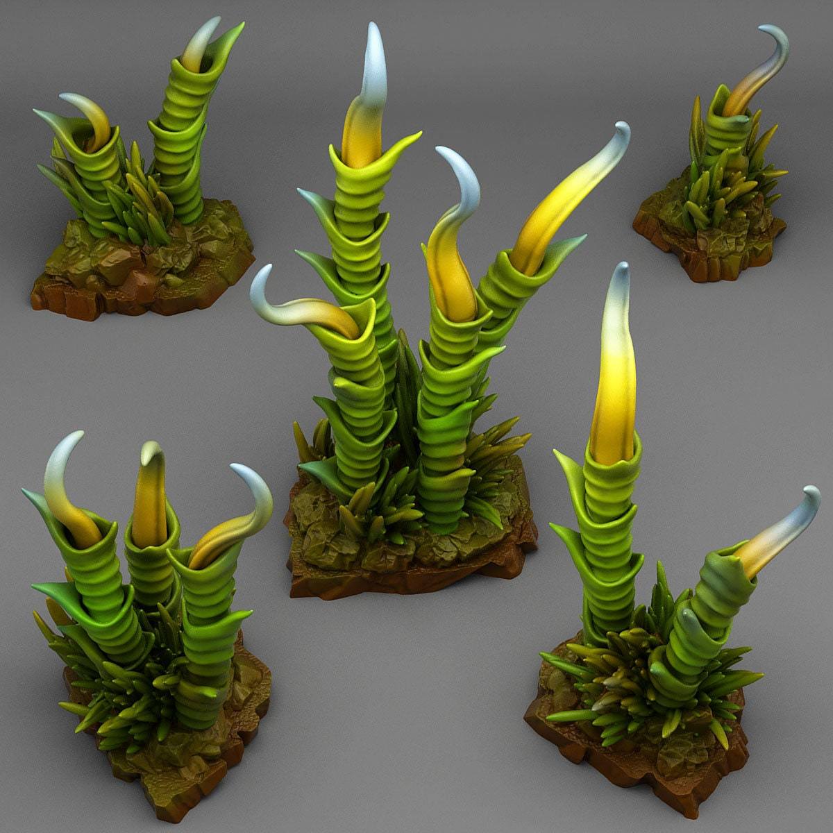 Tabletop Miniatur Figur "Damned Lilies" für 28mm Maßstab, im Set oder einzeln erhältlich, unbemalte Pflanze für Terrain, DnD - Role Playing Miniatures