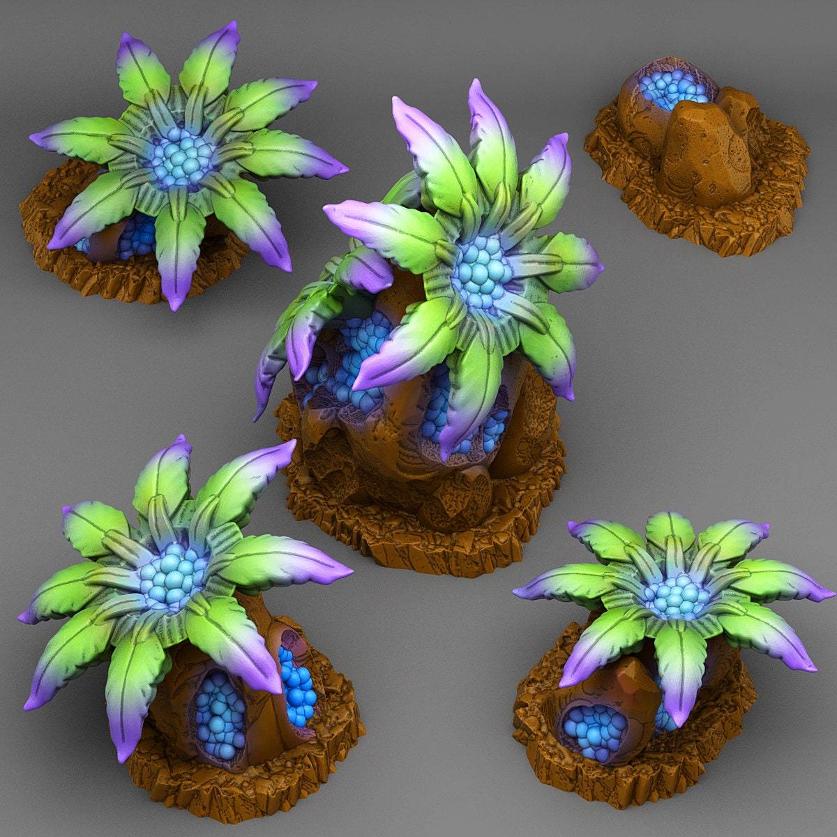 Tabletop Miniatur Figur "Fairyberry Flowers" für 28mm Maßstab, im Set oder einzeln erhältlich, unbemalte Pflanze für Terrain, DnD - Role Playing Miniatures