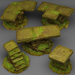 Tabletop Miniatur Figur "Aztec Modular Bridges" für 28mm Maßstab, im Set oder einzeln erhältlich, unbemalte Ruine für Terrain, DnD, Diorama - Role Playing Miniatures