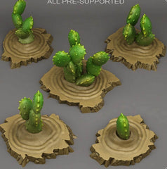 Tabletop Miniatur Figur "Egyptian Cactuses" für 28mm Maßstab, im Set oder einzeln erhältlich, unbemalter Kaktus für Terrain, Diorama und DnD - Role Playing Miniatures