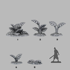 Tabletop Miniatur Figur "Green Monstera" für 28mm Maßstab, im Set oder einzeln erhältlich, unbemalter Farn für Terrain, Diorama und DnD - Role Playing Miniatures