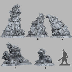 Tabletop Miniatur Figur "Mystical Coral Rocks" für 28mm Maßstab, im Set oder einzeln erhältlich, unbemalte Korallen für Terrain und Diorama - Role Playing Miniatures