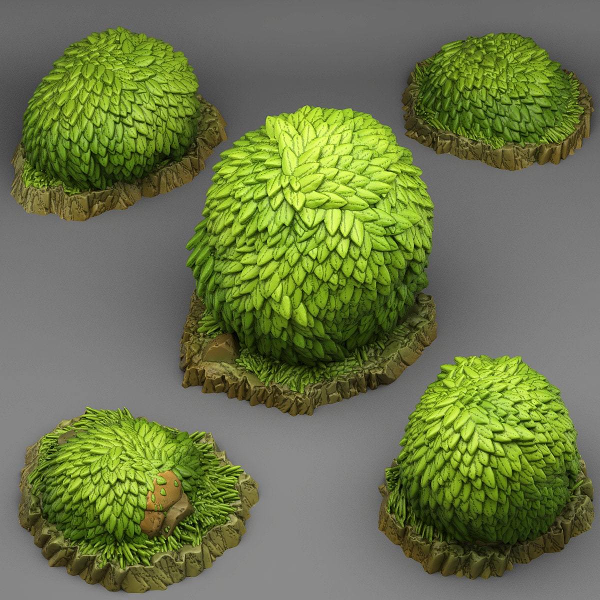 Tabletop Miniatur Figur "Green Round Bush" für 28mm Maßstab, im Set oder einzeln erhältlich, unbemalte Pflanze für Terrain, Diorama, DnD - Role Playing Miniatures