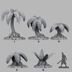 Tabletop Miniatur Figur "Pirates Palm Trees" für 28mm Maßstab, im Set oder einzeln erhältlich, unbemalter Baum für Terrain, Diorama, DnD - Role Playing Miniatures