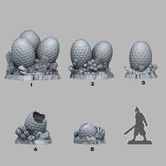 Tabletop Miniatur Figur "Leviathan Eggs" für 28mm Maßstab, im Set oder einzeln erhältlich, unbemalte Eier für Terrain, DnD, Grimdark - Role Playing Miniatures