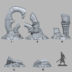 Tabletop Miniatur Figur "Gothic Ruins" für 28mm Maßstab, im Set oder einzeln erhältlich, unbemalte Ruine für Terrain, DnD, Diorama, Grimdark - Role Playing Miniatures