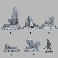 Tabletop Miniatur Figur "Winter Ruins" für 28mm Maßstab, im Set oder einzeln erhältlich, unbemalte Ruine für Terrain, DnD, Diorama - Role Playing Miniatures