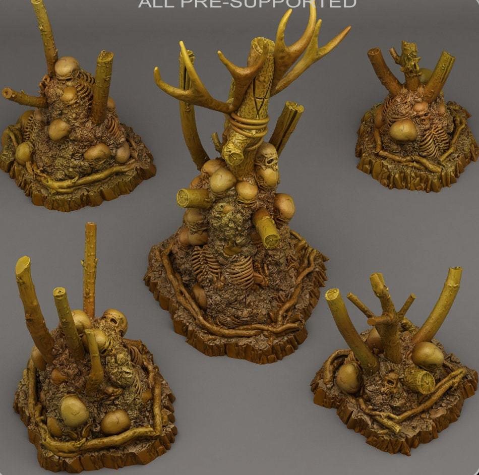 Tabletop Miniatur Figur "Witch Ornaments" für 28mm Maßstab, im Set oder einzeln erhältlich, unbemalte Ornamente für Terrain, DnD - Role Playing Miniatures