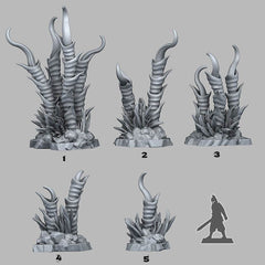 Tabletop Miniatur Figur "Damned Lilies" für 28mm Maßstab, im Set oder einzeln erhältlich, unbemalte Pflanze für Terrain, DnD - Role Playing Miniatures