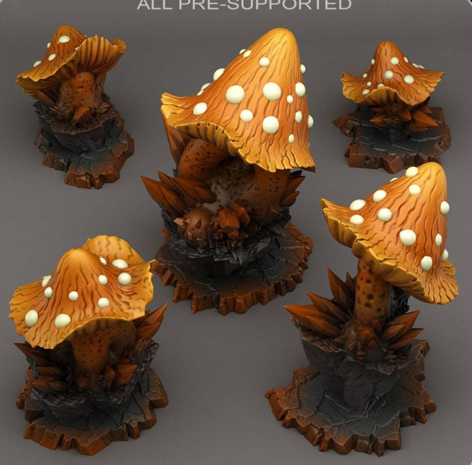 Tabletop Miniatur Figur "Dangerous Mushrooms" für 28mm Maßstab, im Set oder einzeln erhältlich, unbemalter Pilz für Terrain, DnD - Role Playing Miniatures