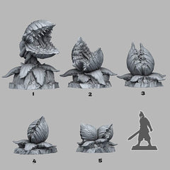 Tabletop Miniatur Figur "Massive Carnivorous Plants" für 28mm Maßstab, im Set oder einzeln erhältlich, unbemalte Pflanze für Terrain, DnD - Role Playing Miniatures