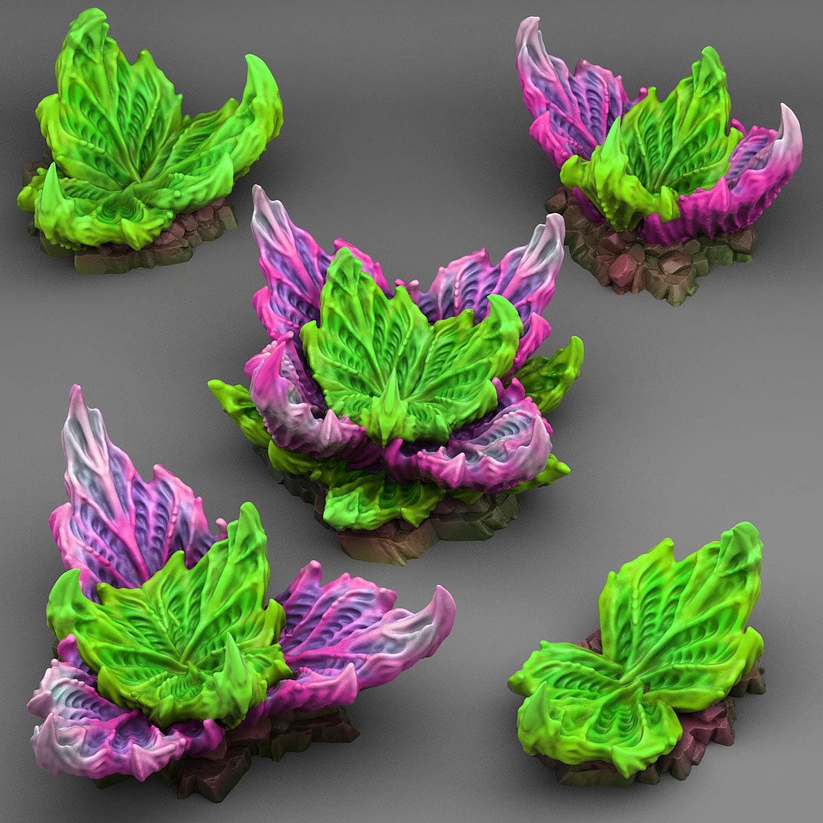 Tabletop Miniatur Figur "Alien Flowers" für 28mm Maßstab, im Set oder einzeln erhältlich, unbemalte Pflanze für Terrain, DnD - Role Playing Miniatures