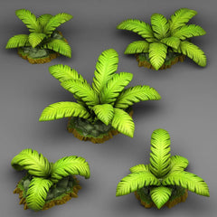 Tabletop Miniatur Figur "Tropical Island Plants" für 28mm Maßstab, im Set oder einzeln erhältlich, unbemalter Farn für Terrain, Diorama - Role Playing Miniatures