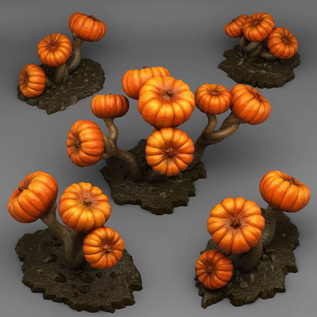 Tabletop Miniatur Figur "Dark Pumpkin Trees" für 28mm Maßstab, im Set oder einzeln erhältlich, unbemalter Baum für Terrain, Diorama, DnD - Role Playing Miniatures