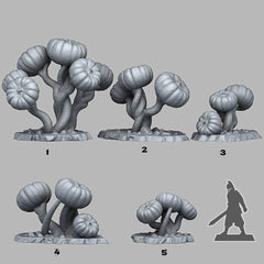 Tabletop Miniatur Figur "Dark Pumpkin Trees" für 28mm Maßstab, im Set oder einzeln erhältlich, unbemalter Baum für Terrain, Diorama, DnD - Role Playing Miniatures