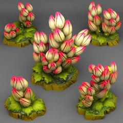 Tabletop Miniatur Figur "Tropical Flowers" für 28mm Maßstab, im Set oder einzeln erhältlich, unbemalte Pflanze für Terrain, DnD - Role Playing Miniatures