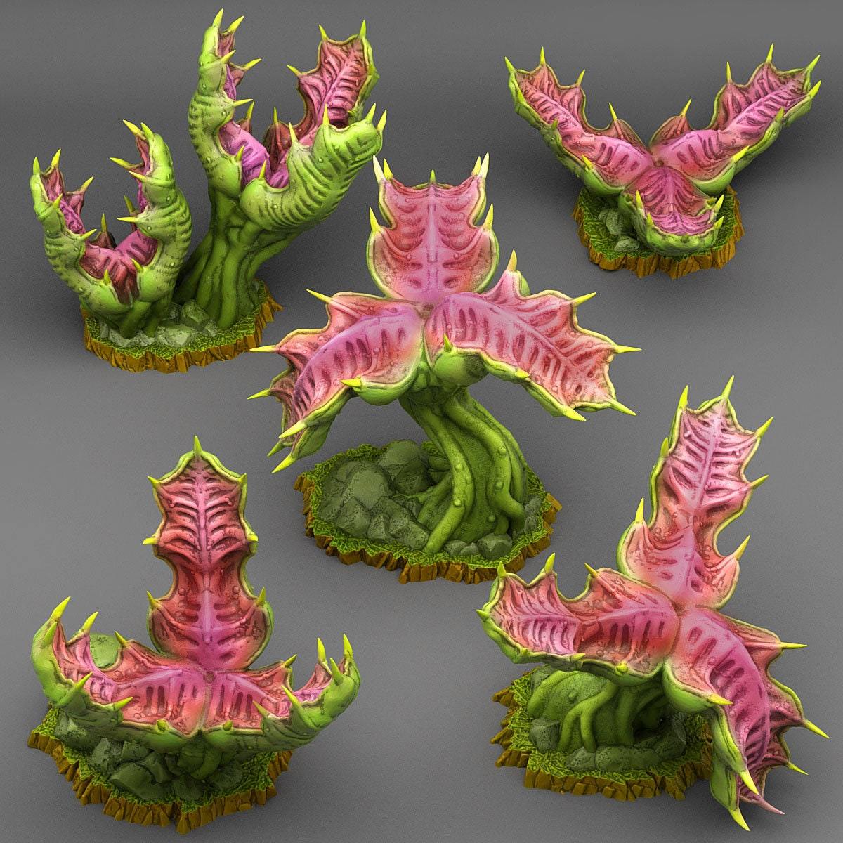 Tabletop Miniatur Figur "Dragontongue Mancatcher" für 28mm Maßstab, im Set oder einzeln erhältlich, unbemalte Pflanze für Terrain, DnD - Role Playing Miniatures