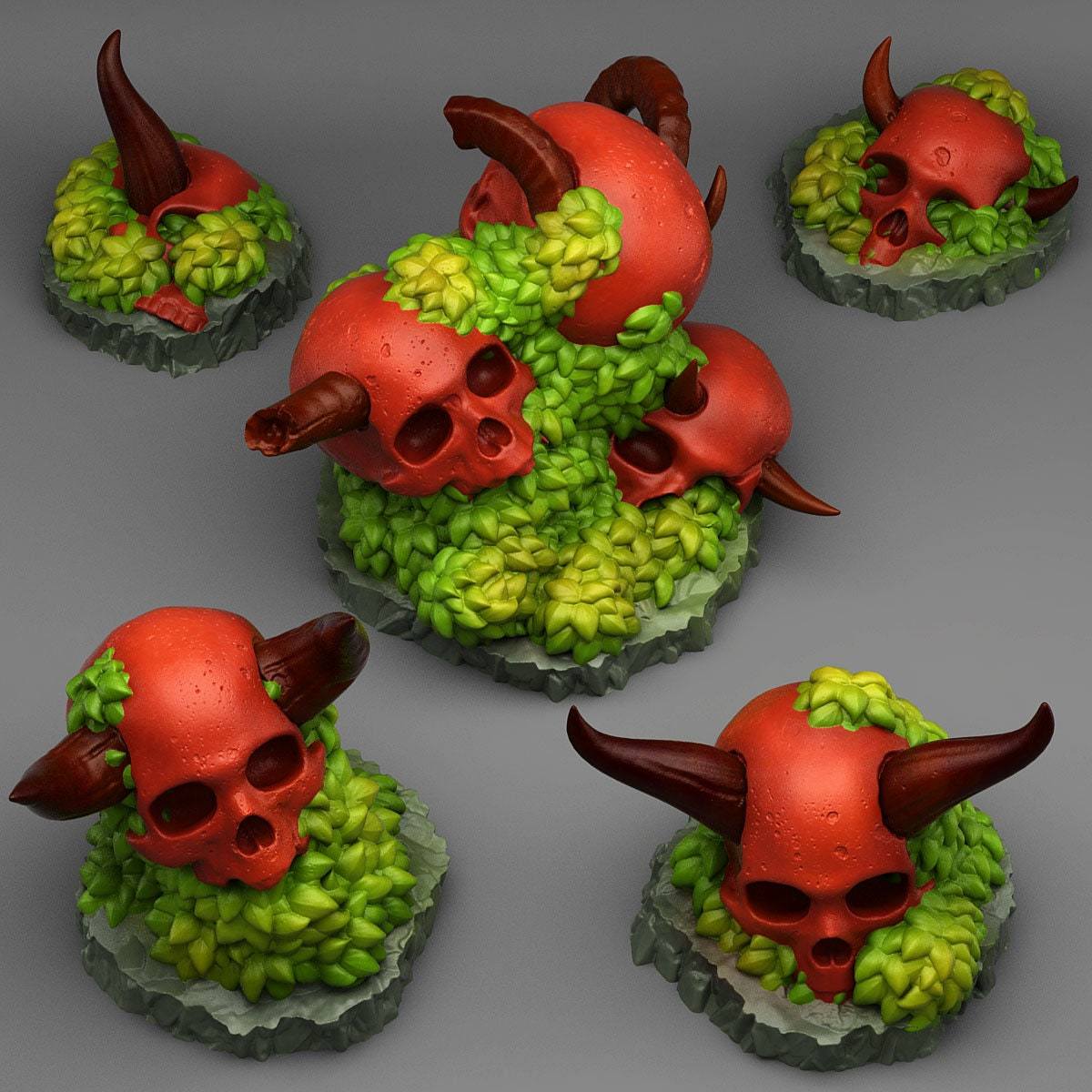 Tabletop Miniatur Figur "Devil Skulls" für 28mm Maßstab, im Set oder einzeln erhältlich, unbemalte Knochen für Terrain, Dekoration, DnD - Role Playing Miniatures