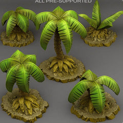 Tabletop Miniatur Figur "Pirates Palm Trees" für 28mm Maßstab, im Set oder einzeln erhältlich, unbemalter Baum für Terrain, Diorama, DnD - Role Playing Miniatures