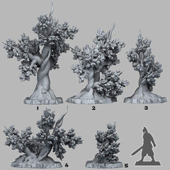 Tabletop Miniatur Figur "Angervine Trees" für 28mm Maßstab, im Set oder einzeln erhältlich, unbemalter Baum für Terrain, Diorama, DnD - Role Playing Miniatures