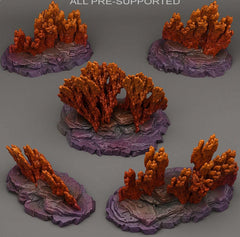 Tabletop Miniatur Figur "Venusian Corals" für 28mm Maßstab, im Set oder einzeln erhältlich, unbemalte Korallen für Terrain, Diorama und DnD - Role Playing Miniatures