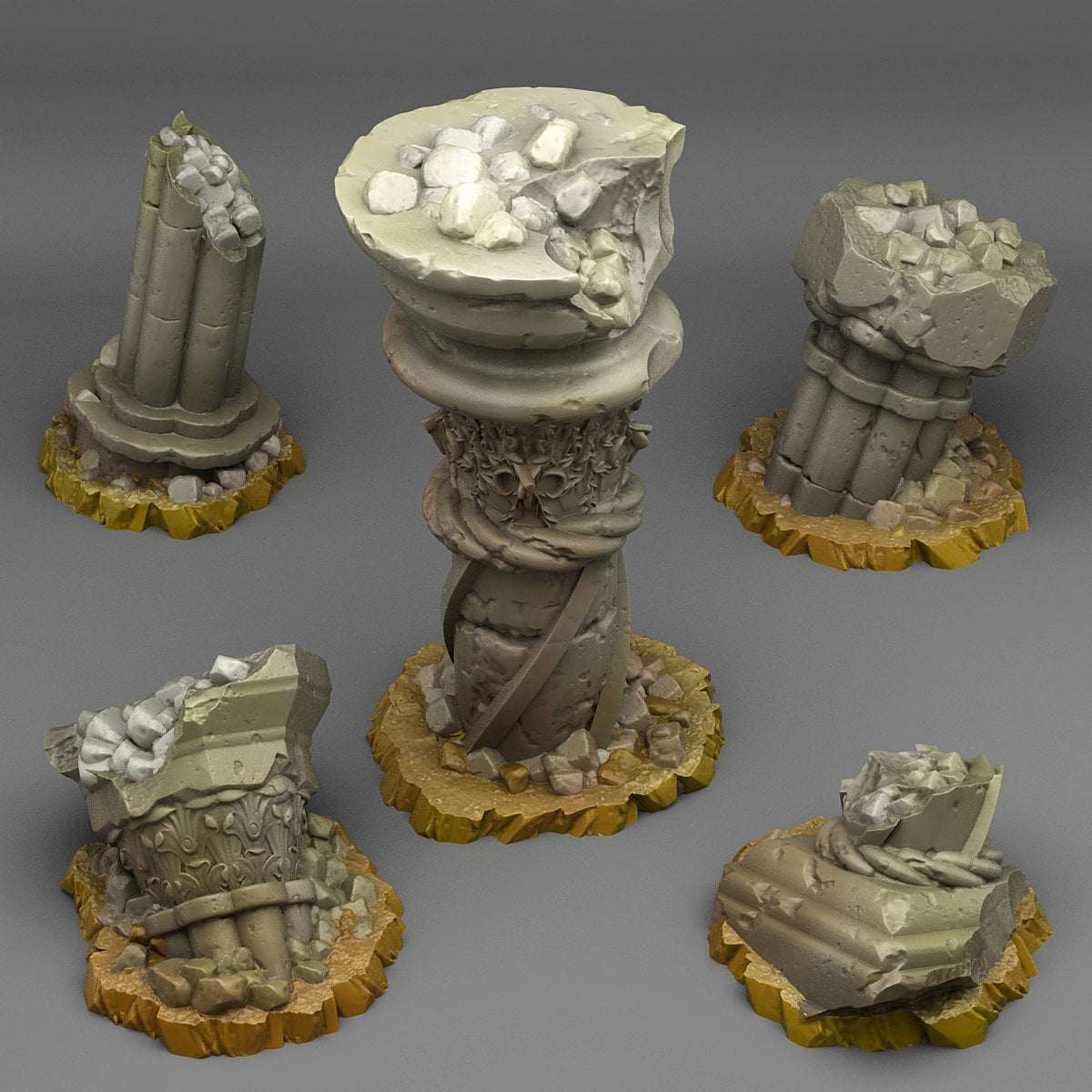 Tabletop Miniatur Figur "Ancient Greek Ruins" für 28mm Maßstab, im Set oder einzeln erhältlich, unbemalte Ruine für Terrain, DnD, Diorama - Role Playing Miniatures