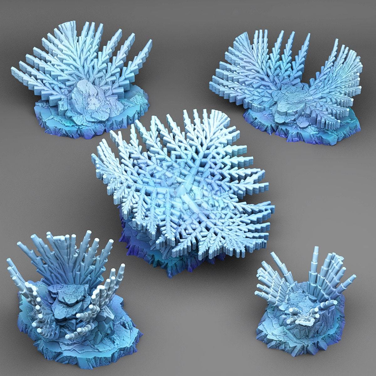 Tabletop Miniatur Figur "Giant Snowflake Plants" für 28mm Maßstab, im Set oder einzeln erhältlich, unbemalte Pflanze für Terrain, DnD - Role Playing Miniatures