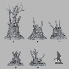 Tabletop Miniatur Figur "Witch Ornaments" für 28mm Maßstab, im Set oder einzeln erhältlich, unbemalte Ornamente für Terrain, DnD - Role Playing Miniatures