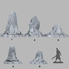 Tabletop Miniatur Figur "Wasteland Shale" für 28mm Maßstab, im Set oder einzeln erhältlich, unbemalte Steine für Terrain, Grimdark, DnD - Role Playing Miniatures