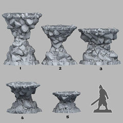 Tabletop Miniatur Figur "Natural Platform Stones" für 28mm Maßstab, im Set oder einzeln erhältlich, unbemalte Steine für Terrain, Grimdark - Role Playing Miniatures