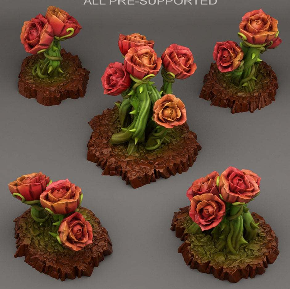 Tabletop Miniatur Figur "Giant Mystic Roses" für 28mm Maßstab, im Set oder einzeln erhältlich, unbemalte Pflanze für Terrain, DnD - Role Playing Miniatures