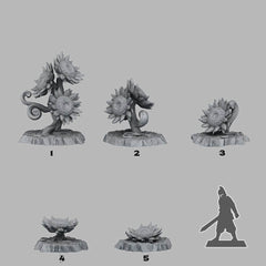 Tabletop Miniatur Figur "Fairy Sunflowers" für 28mm Maßstab, im Set oder einzeln erhältlich, unbemalte Pflanze für Terrain, DnD - Role Playing Miniatures