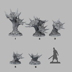 Tabletop Miniatur Figur "Venomous Flowers" für 28mm Maßstab, im Set oder einzeln erhältlich, unbemalte Pflanze für Terrain, DnD - Role Playing Miniatures