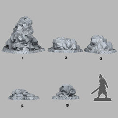 Tabletop Miniatur Figur "Dangerous Desert Stones" für 28mm Maßstab, im Set oder einzeln erhältlich, unbemalte Steine für Terrain, Grimdark - Role Playing Miniatures