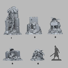 Tabletop Miniatur Figur "Spring Ruins" für 28mm Maßstab, im Set oder einzeln erhältlich, unbemalte Ruine für Terrain, DnD, Grimdark, Diorama - Role Playing Miniatures