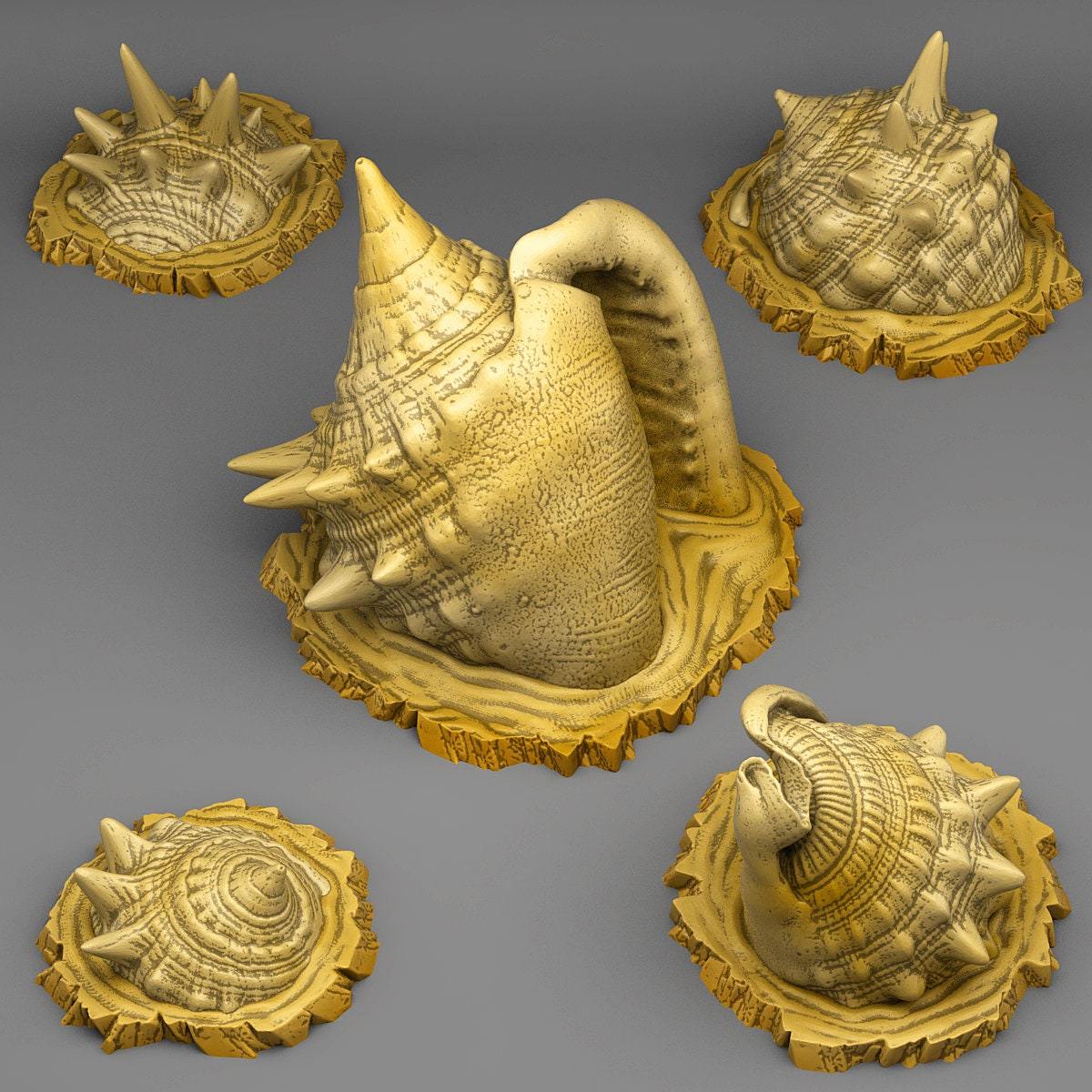 Tabletop Miniatur Figur "Giant Hermit Crab Shells" für 28mm Maßstab, im Set oder einzeln erhältlich, unbemalter Muschel für Terrain, Diorama - Role Playing Miniatures