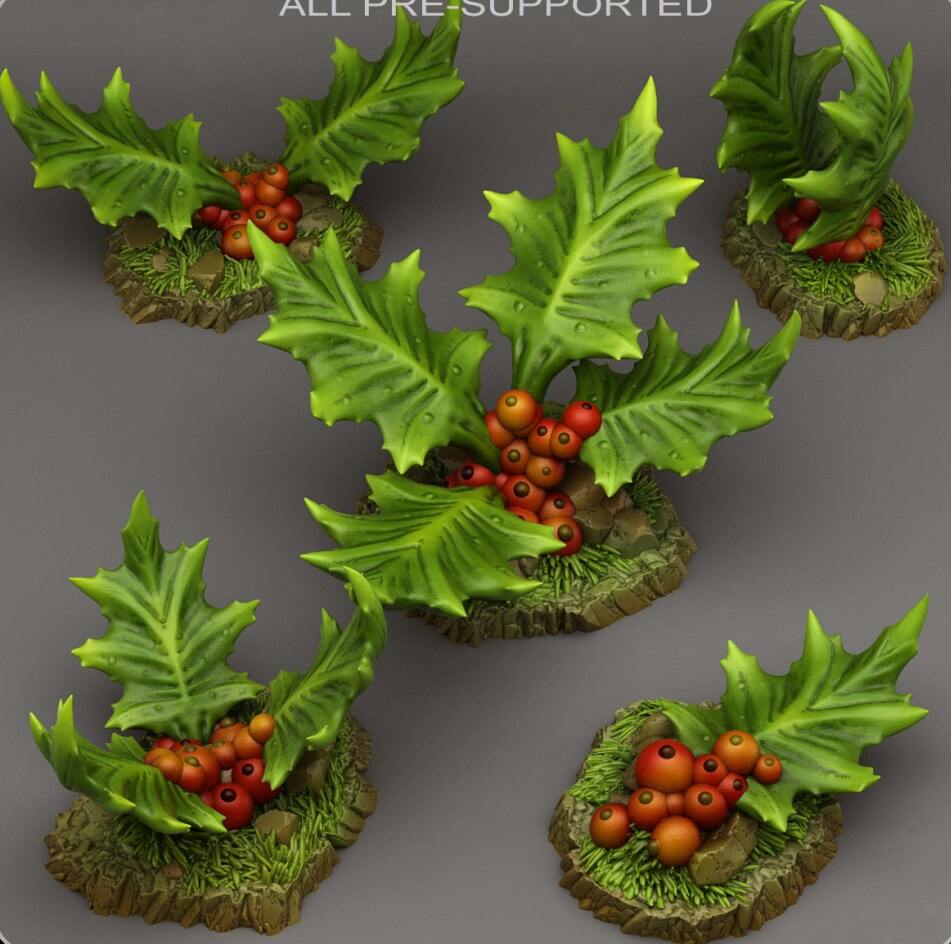 Tabletop Miniatur Figur "Giant Holly" für 28mm Maßstab, im Set oder einzeln erhältlich, unbemalte Pflanze für Terrain, DnD - Role Playing Miniatures