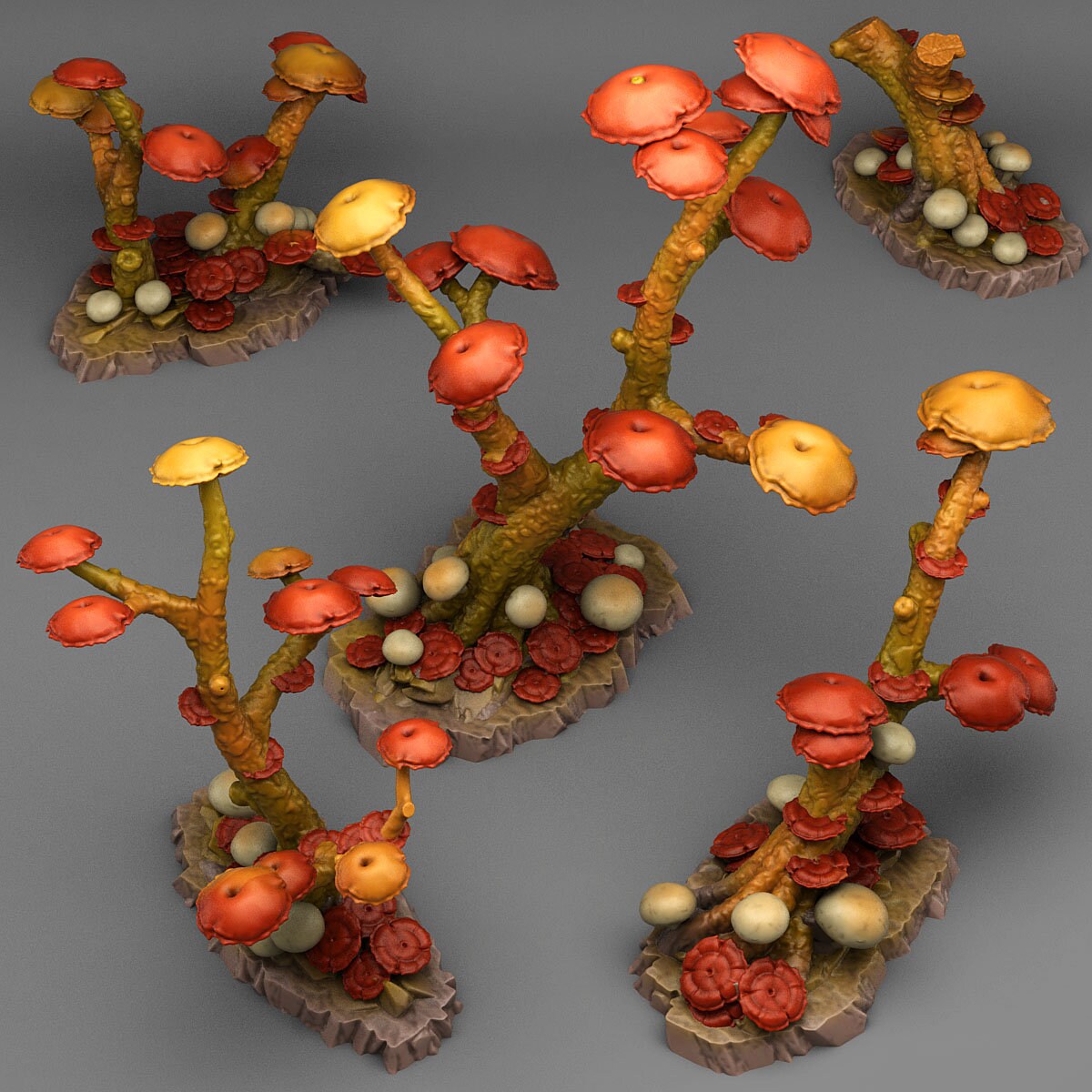 "Mushroom Trees" für 28mm Maßstab, im Set oder einzeln erhältlich, unbemalter Baum für Terrain, Diorama, DnD - Role Playing Miniatures