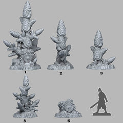 Tabletop Miniatur Figur "Shield Cactus" für 28mm Maßstab, im Set oder einzeln erhältlich, unbemalte Korallen für Terrain, Diorama und DnD - Role Playing Miniatures