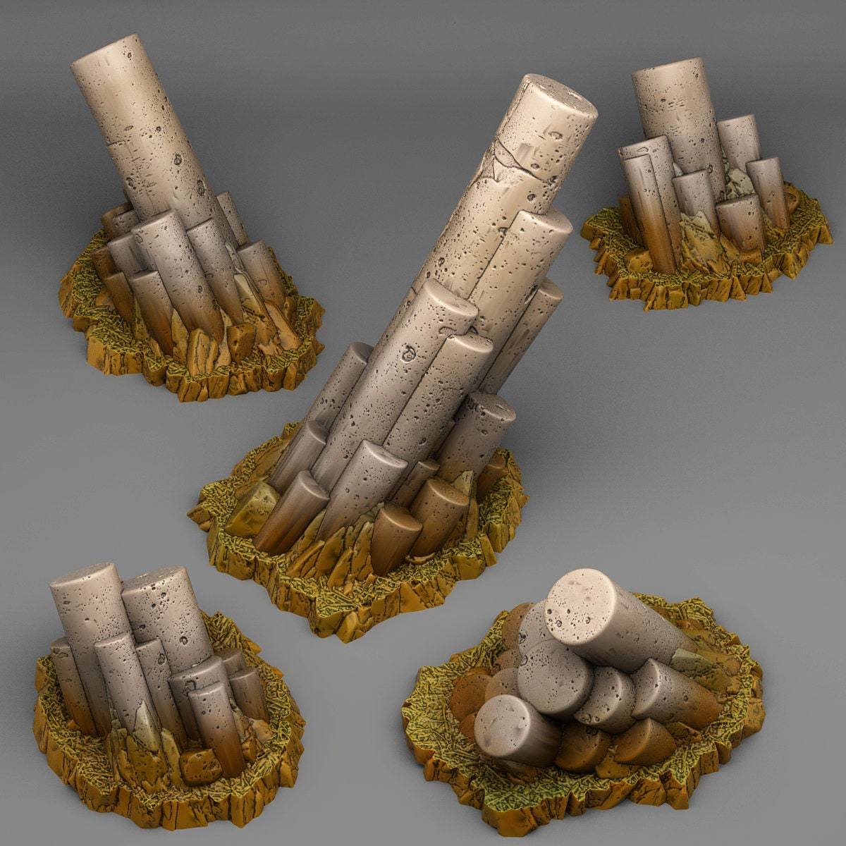 Tabletop Miniatur Figur "Pillar Basalt" für 28mm Maßstab, im Set oder einzeln erhältlich, unbemalte Steine für Terrain, Grimdark, Diorama - Role Playing Miniatures